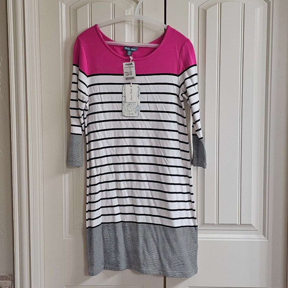 Fleur Bleue pink, black and white dress